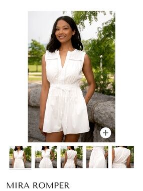 LaLavon NWT Mira Cotton Sleeveless Romper Embroidery Beach Resort White Size 2